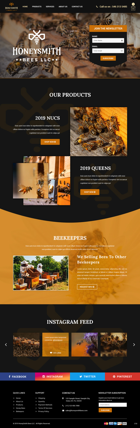 Wix Design by pb for HoneySmith Bees LLC | Design #20971003