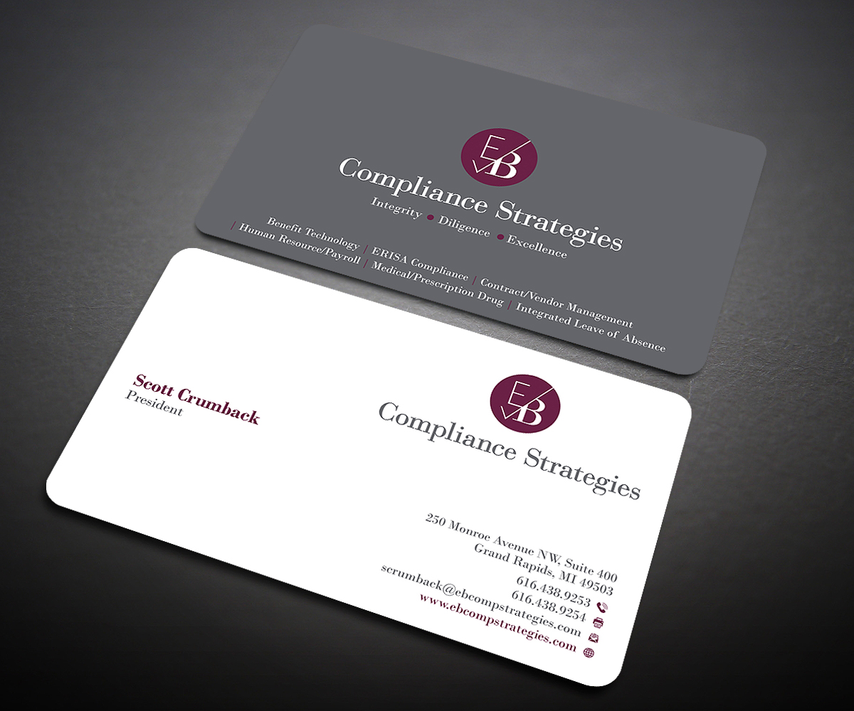 Visitenkarten-Design von Designers Hub für EB Compliance Strategies, LLC | Design #20923288