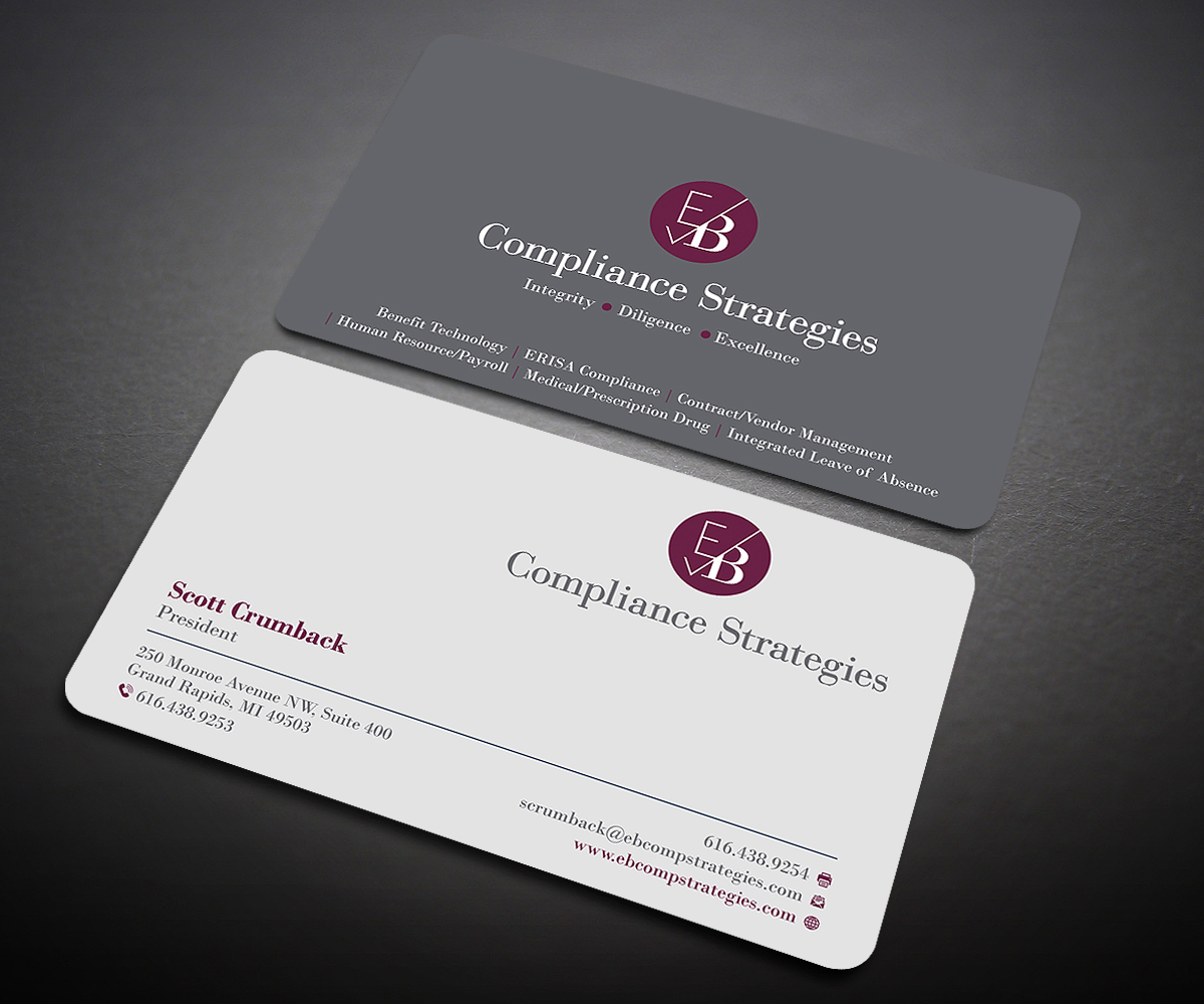Visitenkarten-Design von Designers Hub für EB Compliance Strategies, LLC | Design #20923315
