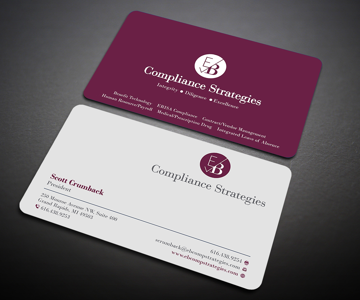 Business Card Design by Designers Hub for EB Compliance Strategies, LLC | Design #20923412