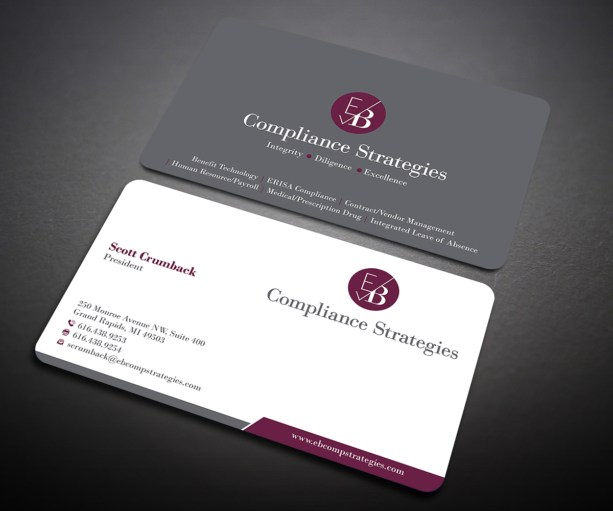 Business Card Design by Designers Hub for EB Compliance Strategies, LLC | Design #20923447