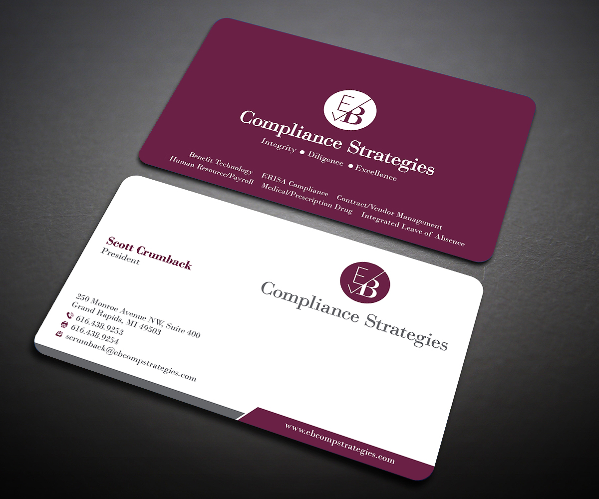 Business Card Design by Designers Hub for EB Compliance Strategies, LLC | Design #20923448
