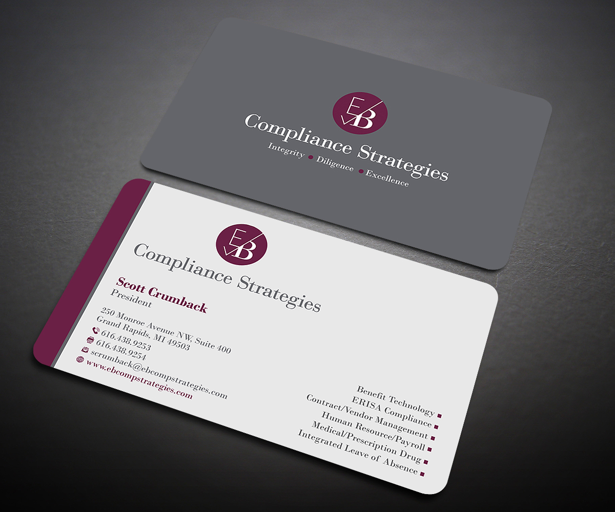 Business Card Design by Designers Hub for EB Compliance Strategies, LLC | Design #20923541