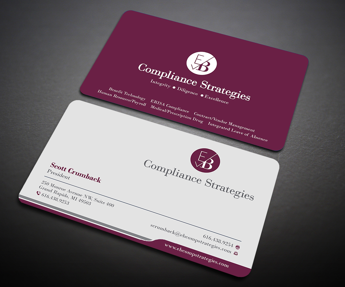 Visitenkarten-Design von Designers Hub für EB Compliance Strategies, LLC | Design #20923622