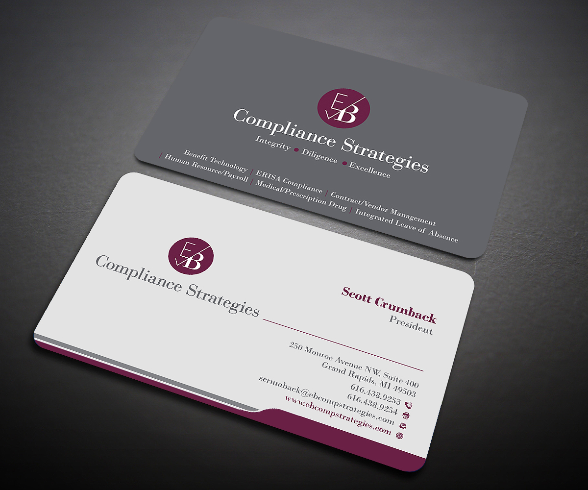 Visitenkarten-Design von Designers Hub für EB Compliance Strategies, LLC | Design #20926585