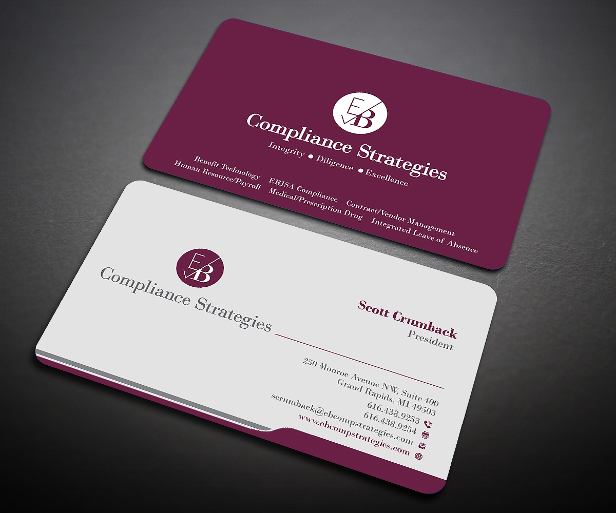 Visitenkarten-Design von Designers Hub für EB Compliance Strategies, LLC | Design #20926596