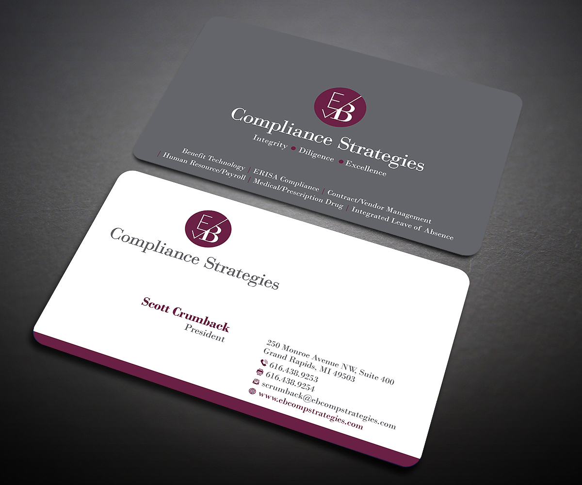 Business Card Design by Designers Hub for EB Compliance Strategies, LLC | Design #20926774