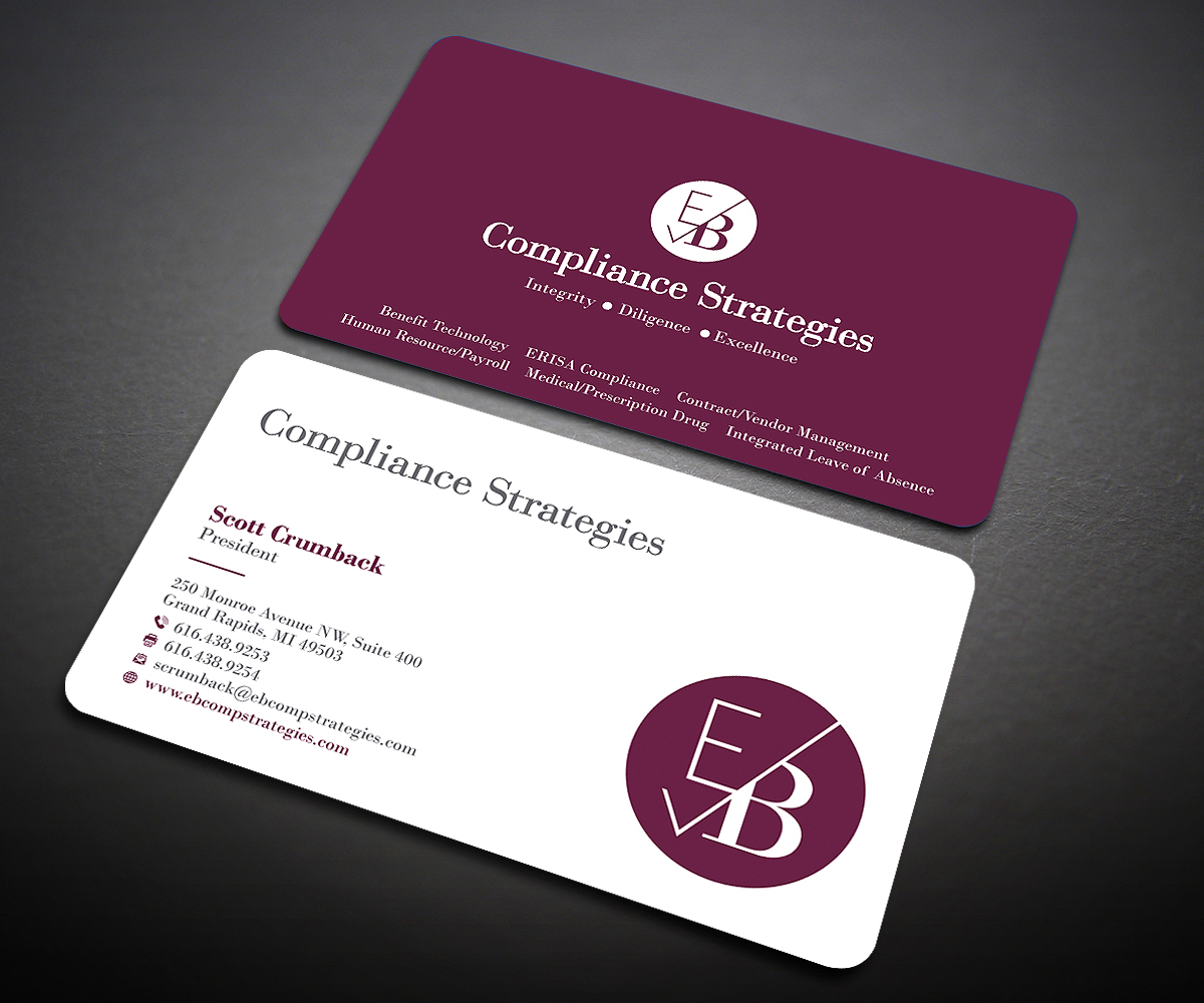 Visitenkarten-Design von Designers Hub für EB Compliance Strategies, LLC | Design #20926987