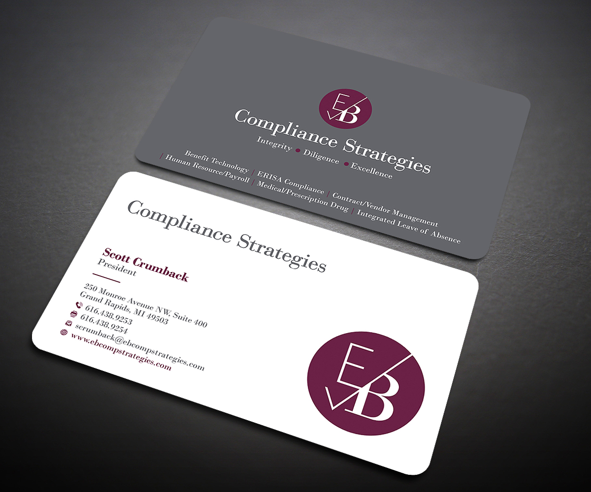 Business Card Design by Designers Hub for EB Compliance Strategies, LLC | Design #20926988