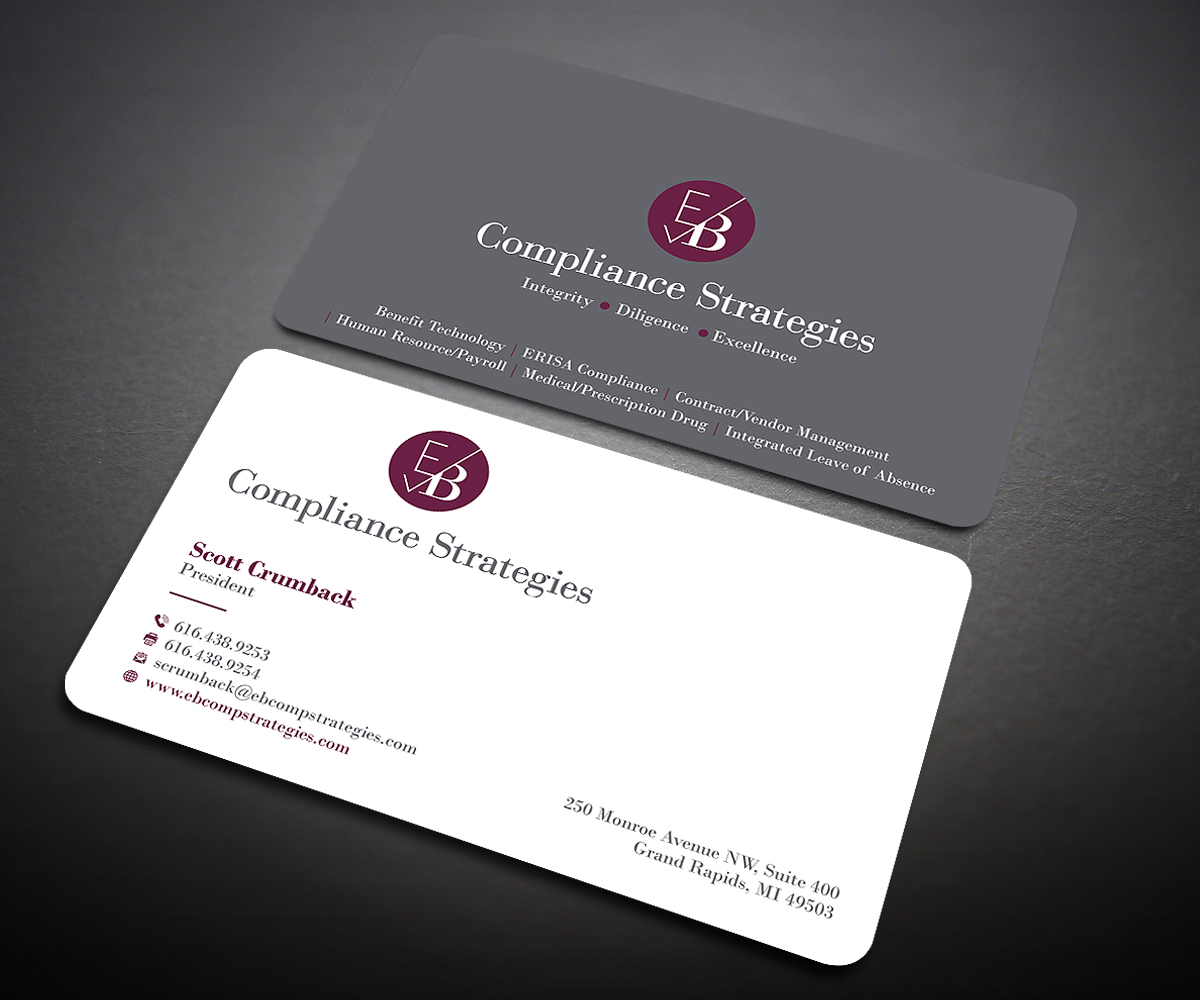 Visitenkarten-Design von Designers Hub für EB Compliance Strategies, LLC | Design #20927058