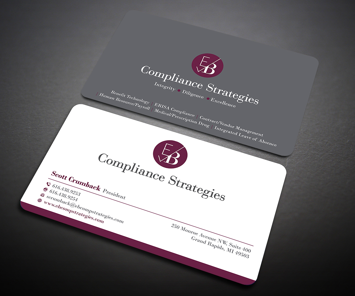Business Card Design by Designers Hub for EB Compliance Strategies, LLC | Design #20927067