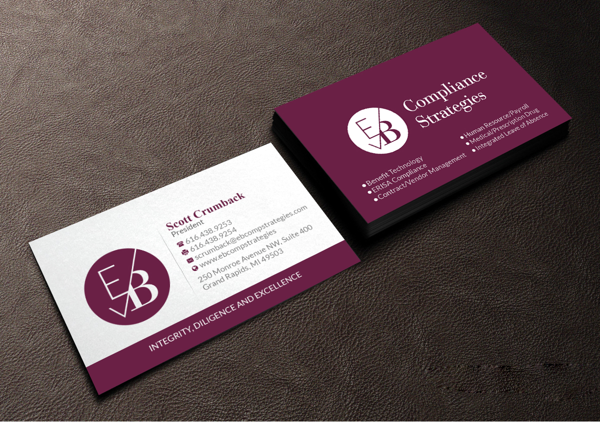 Business Card Design by Creations Box 2015 for EB Compliance Strategies, LLC | Design #20926618