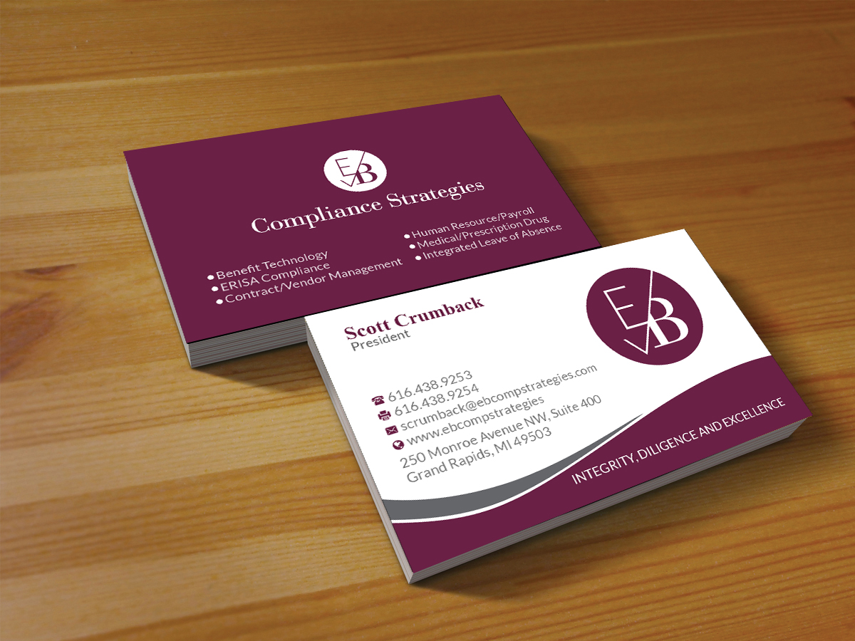 Diseño de Tarjeta de Presentación por Creations Box 2015 para EB Compliance Strategies, LLC | Diseño #20926620