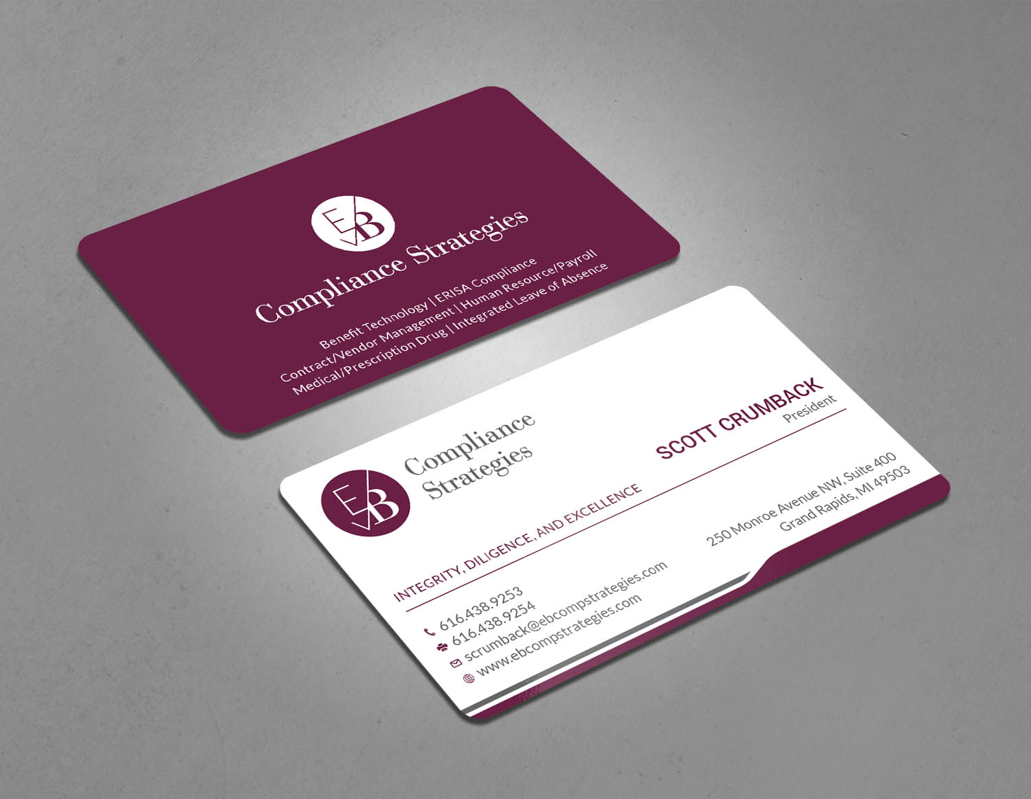 Diseño de Tarjeta de Presentación por Tripti Ranjan Gain para EB Compliance Strategies, LLC | Diseño #20923625