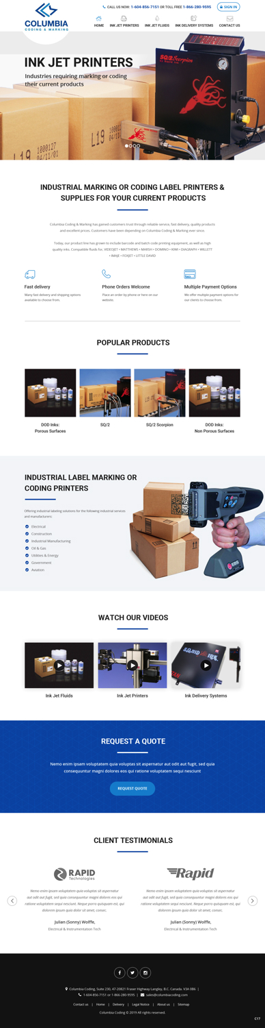 Web Design by pb for Columbia Coding & Marking | Design #20951467