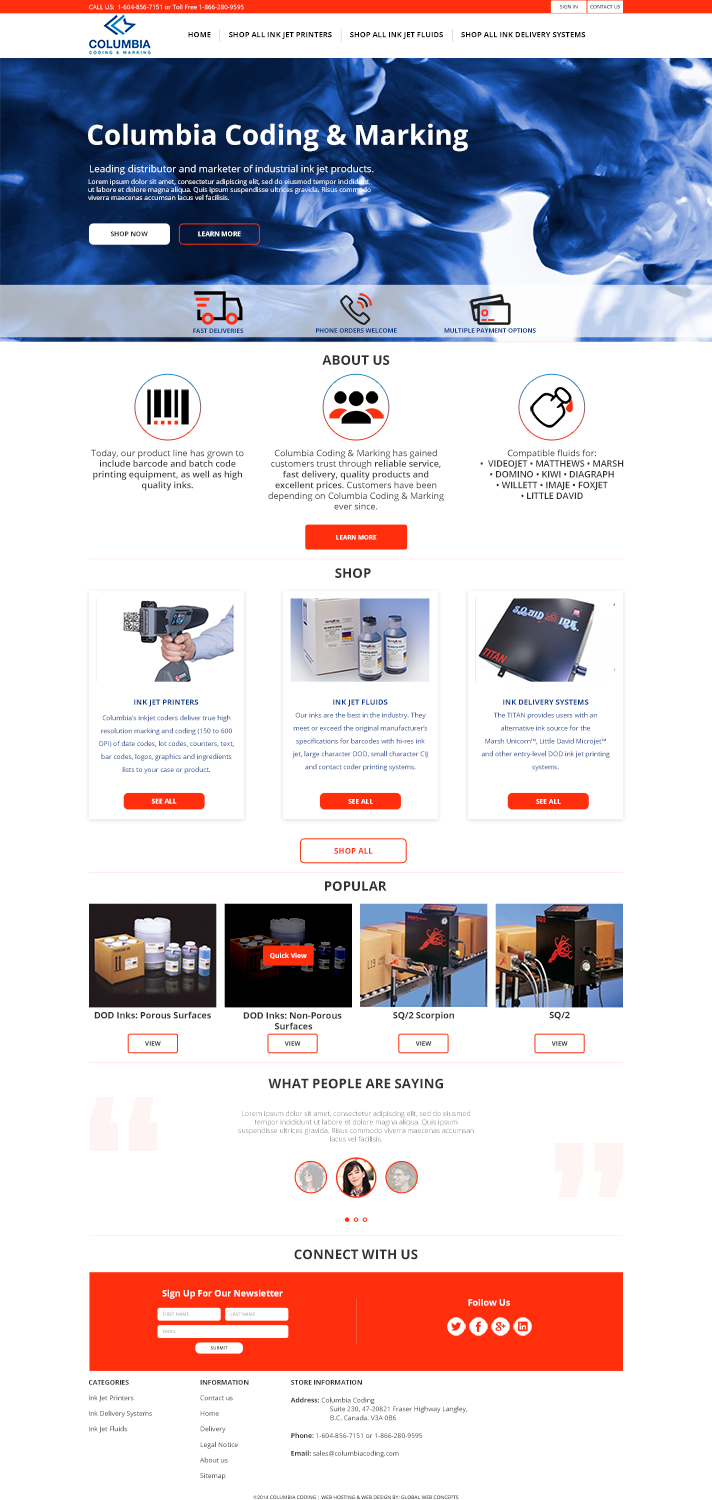 Web Design by TabDesigns for Columbia Coding & Marking | Design #20973919