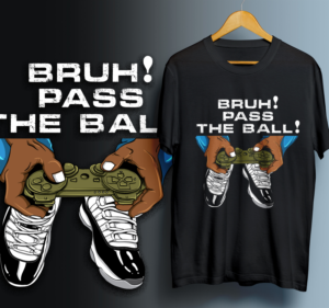 Guy sitting down playing PS4 in Jordan Concord 11's | Diseño de Camiseta por 99.degree