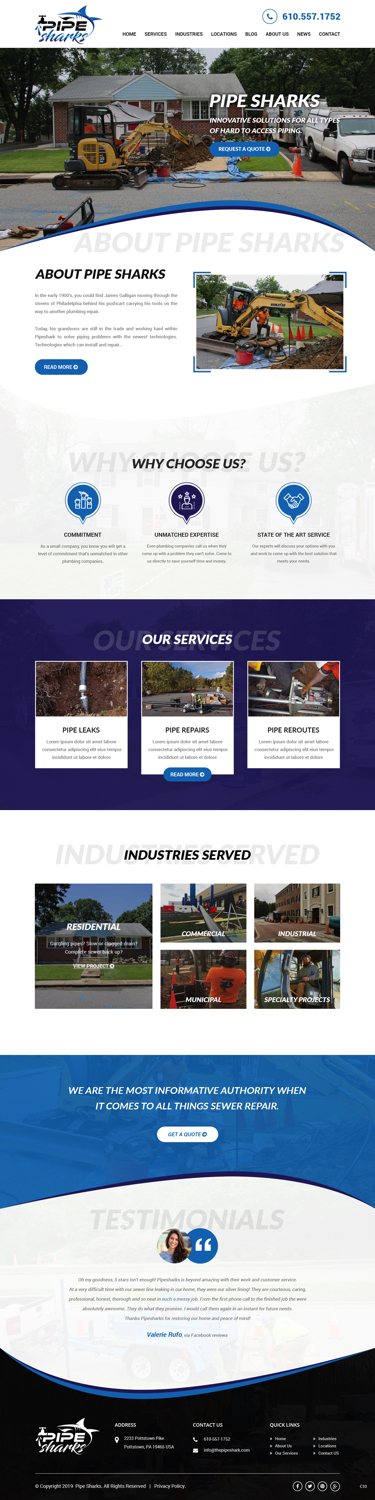 Web Design par pb pour Pipe Sharks LLC | Design #20951441