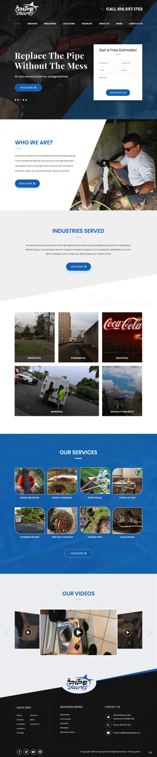 Web Design par pb pour Pipe Sharks LLC | Design #20951443