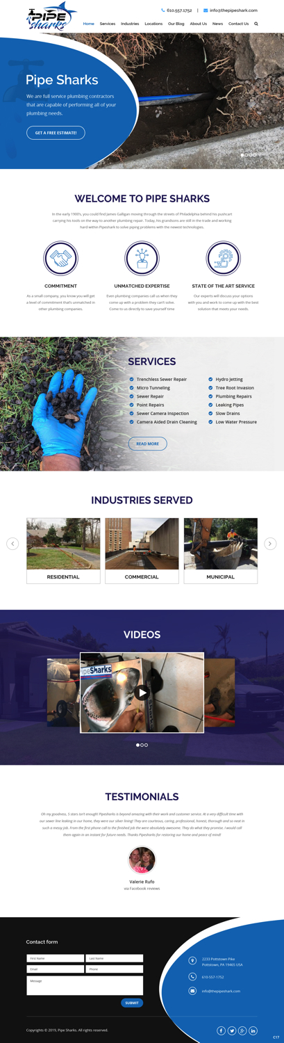 Web Design par pb pour Pipe Sharks LLC | Design #20951444