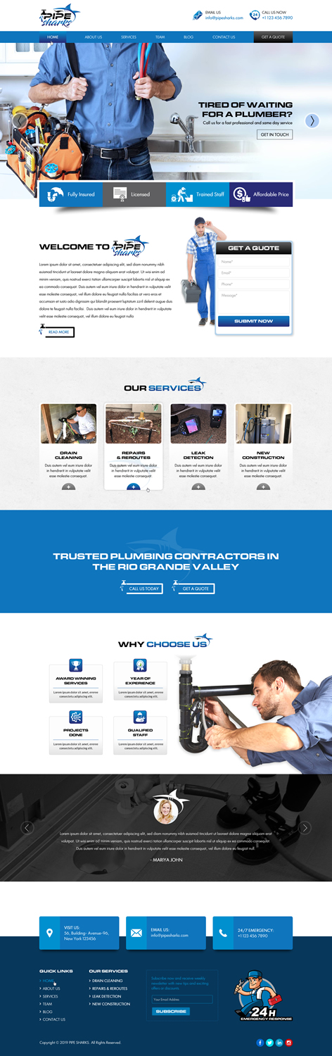 Web Design by Sbss for Pipe Sharks LLC | Design #20949891