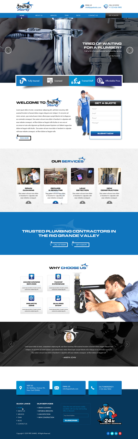 Web Design by Sbss for Pipe Sharks LLC | Design #20949892