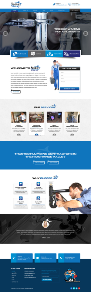 Web Design par Sbss pour Pipe Sharks LLC | Design : #20949892