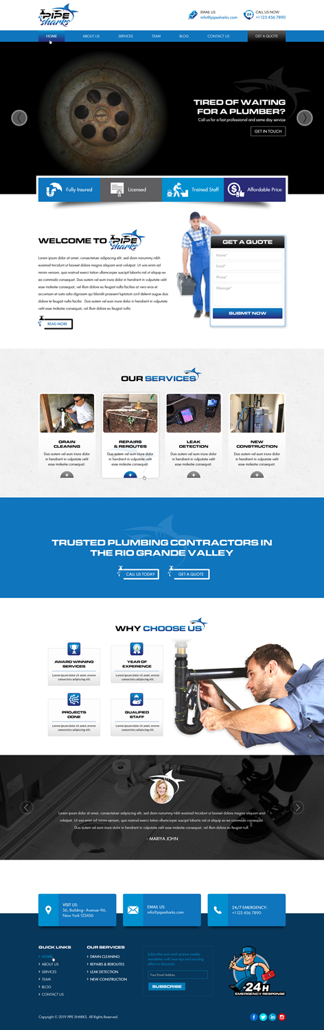 Web Design by Sbss for Pipe Sharks LLC | Design #20949895