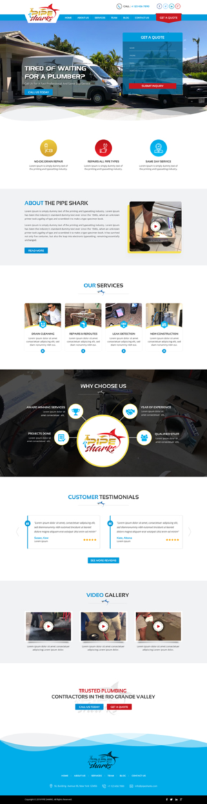 Web Design par Sbss pour Pipe Sharks LLC | Design : #20957483