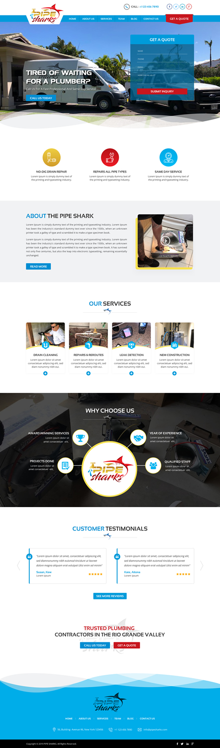 Web Design by Sbss for Pipe Sharks LLC | Design #20957487