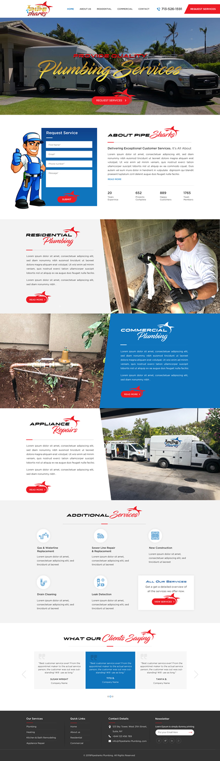 Web Design par Sbss pour Pipe Sharks LLC | Design #20966515