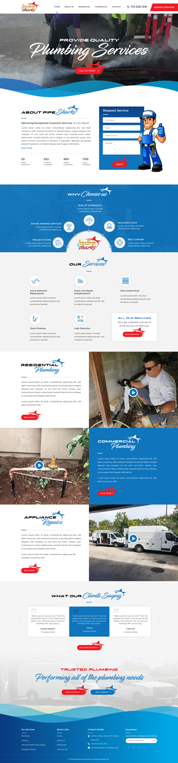 Web Design by Sbss for Pipe Sharks LLC | Design #20969061