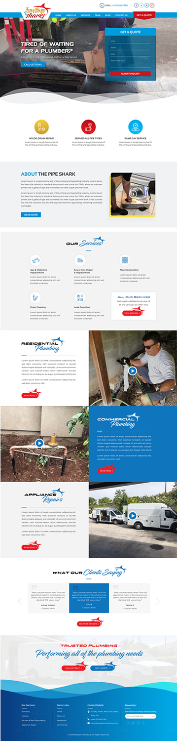 Web Design by Sbss for Pipe Sharks LLC | Design #20995027