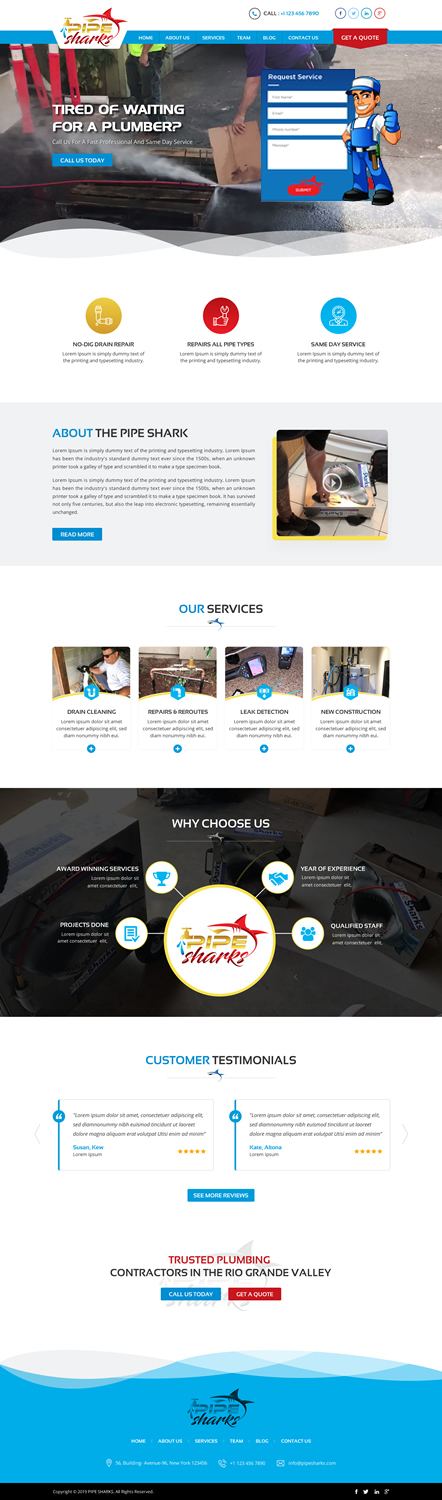 Web Design by Sbss for Pipe Sharks LLC | Design #20995076