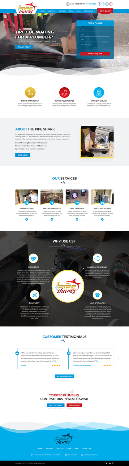 Web Design by Sbss for Pipe Sharks LLC | Design #21064933