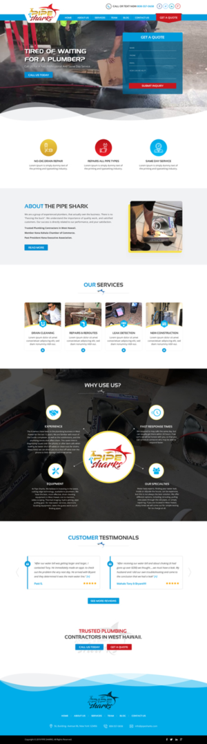 Web Design par Sbss pour Pipe Sharks LLC | Design : #21064933