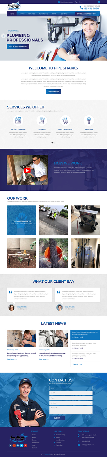 Web Design by rightway for Pipe Sharks LLC | Design #20978621