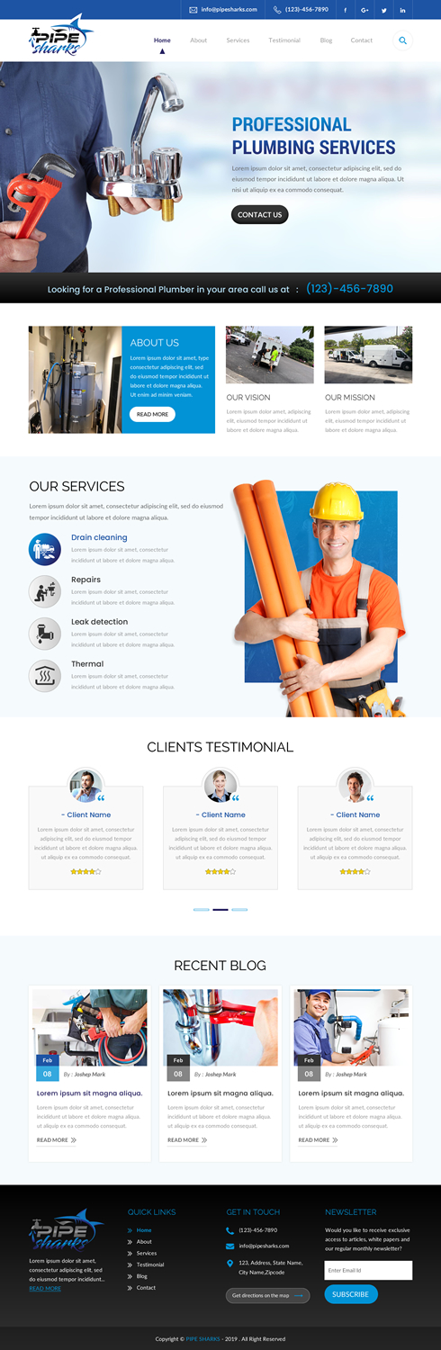 Web Design by rightway for Pipe Sharks LLC | Design #20978623