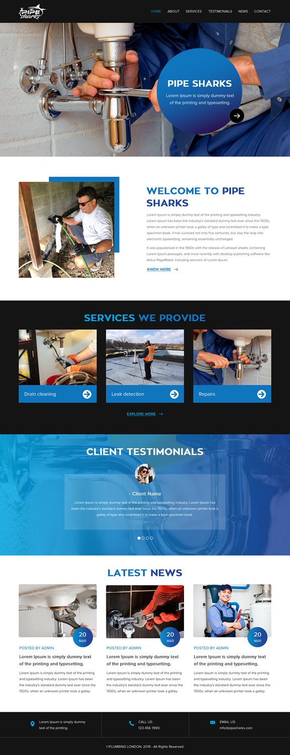 Web Design by rightway for Pipe Sharks LLC | Design #20978624