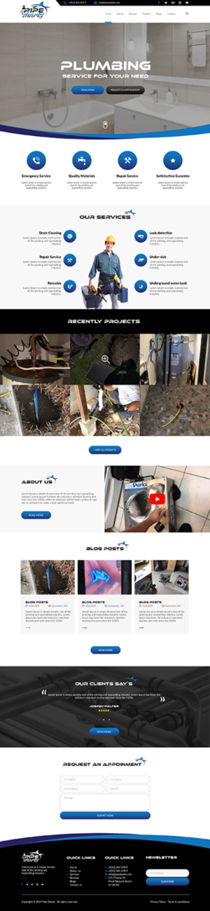 Web Design par bdesigner9 pour Pipe Sharks LLC | Design : #20961241