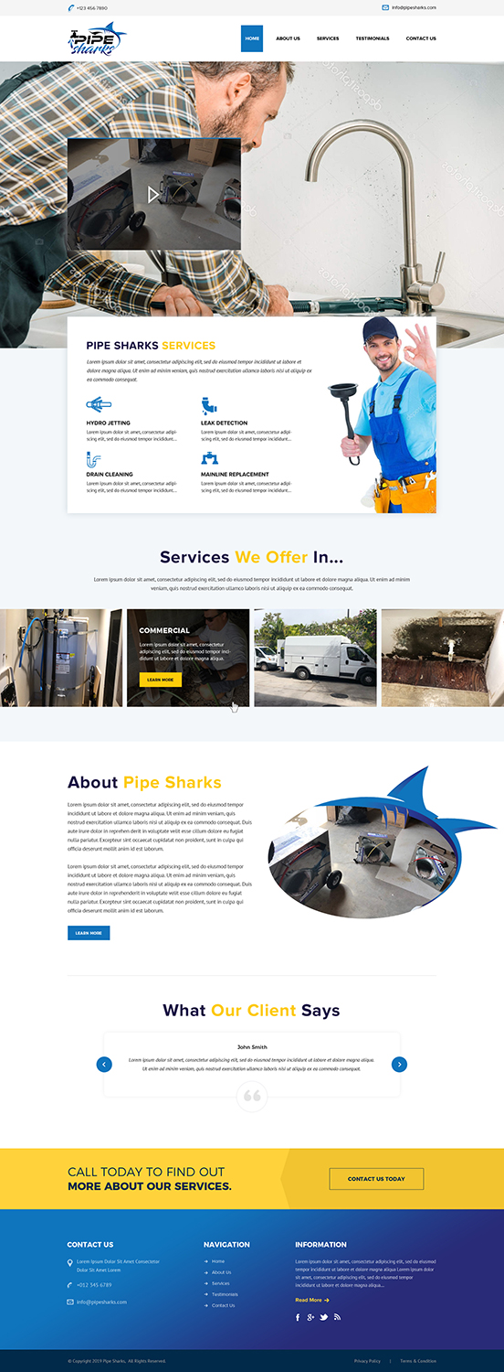 Web Design by PiXthemes for Pipe Sharks LLC | Design #20971411