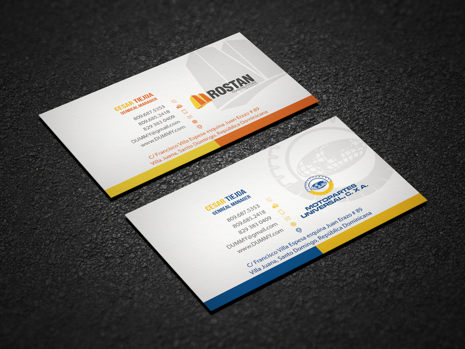 Business Card Design by Riz' for Motopartesuniversal. SRL. | Design #20937357