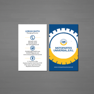 Business Card Design by Creations Box 2015 for Motopartesuniversal. SRL. | Design: #20941913