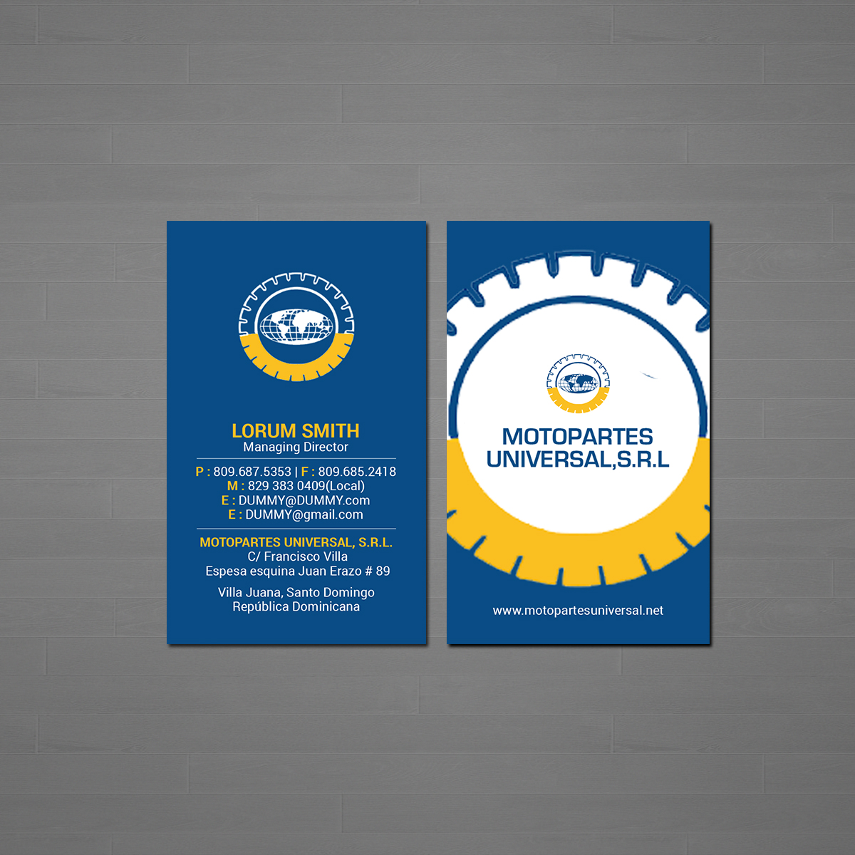 Visitenkarten-Design von Creations Box 2015 für Motopartesuniversal. SRL. | Design #20941914