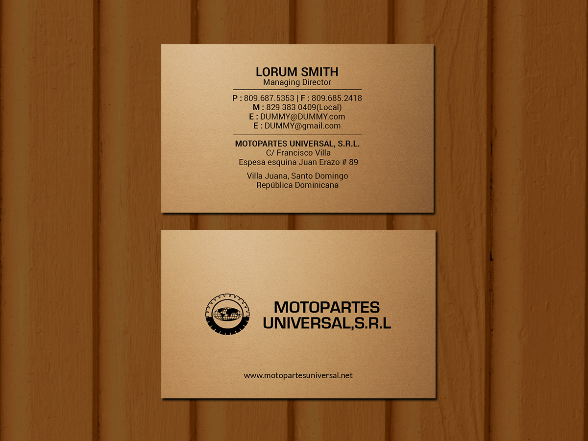 Visitenkarten-Design von Creations Box 2015 für Motopartesuniversal. SRL. | Design #20941915