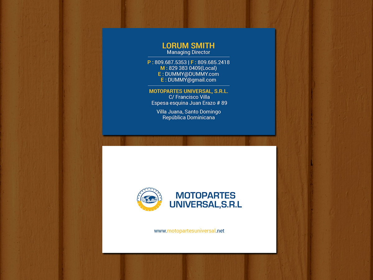 Visitenkarten-Design von Creations Box 2015 für Motopartesuniversal. SRL. | Design #20941935
