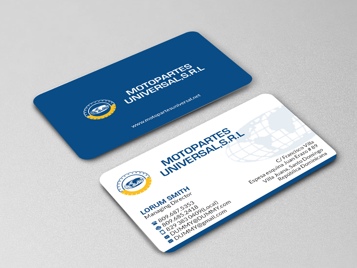 Business Card Design by Creations Box 2015 for Motopartesuniversal. SRL. | Design #20941936