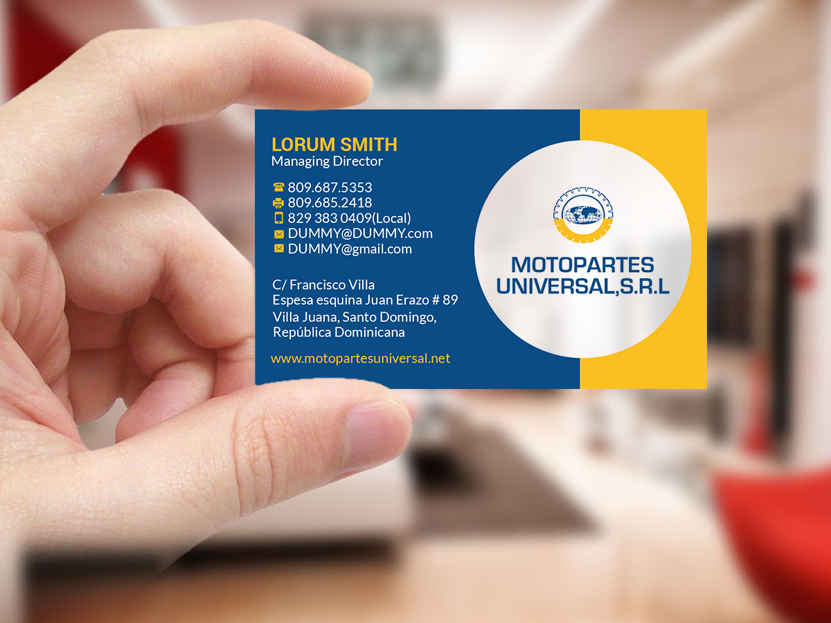 Business Card Design by Creations Box 2015 for Motopartesuniversal. SRL. | Design #20941937