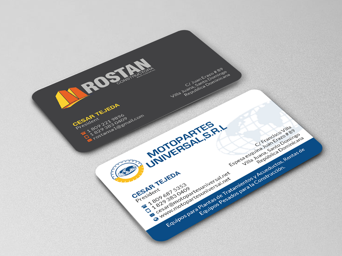 Business Card Design by Creations Box 2015 for Motopartesuniversal. SRL. | Design #20976451