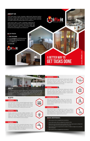New flyer design for construction company marketing and description of services. 